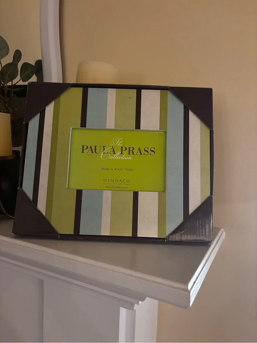Demdaco Striped Picture Frame in Green, Blue & White